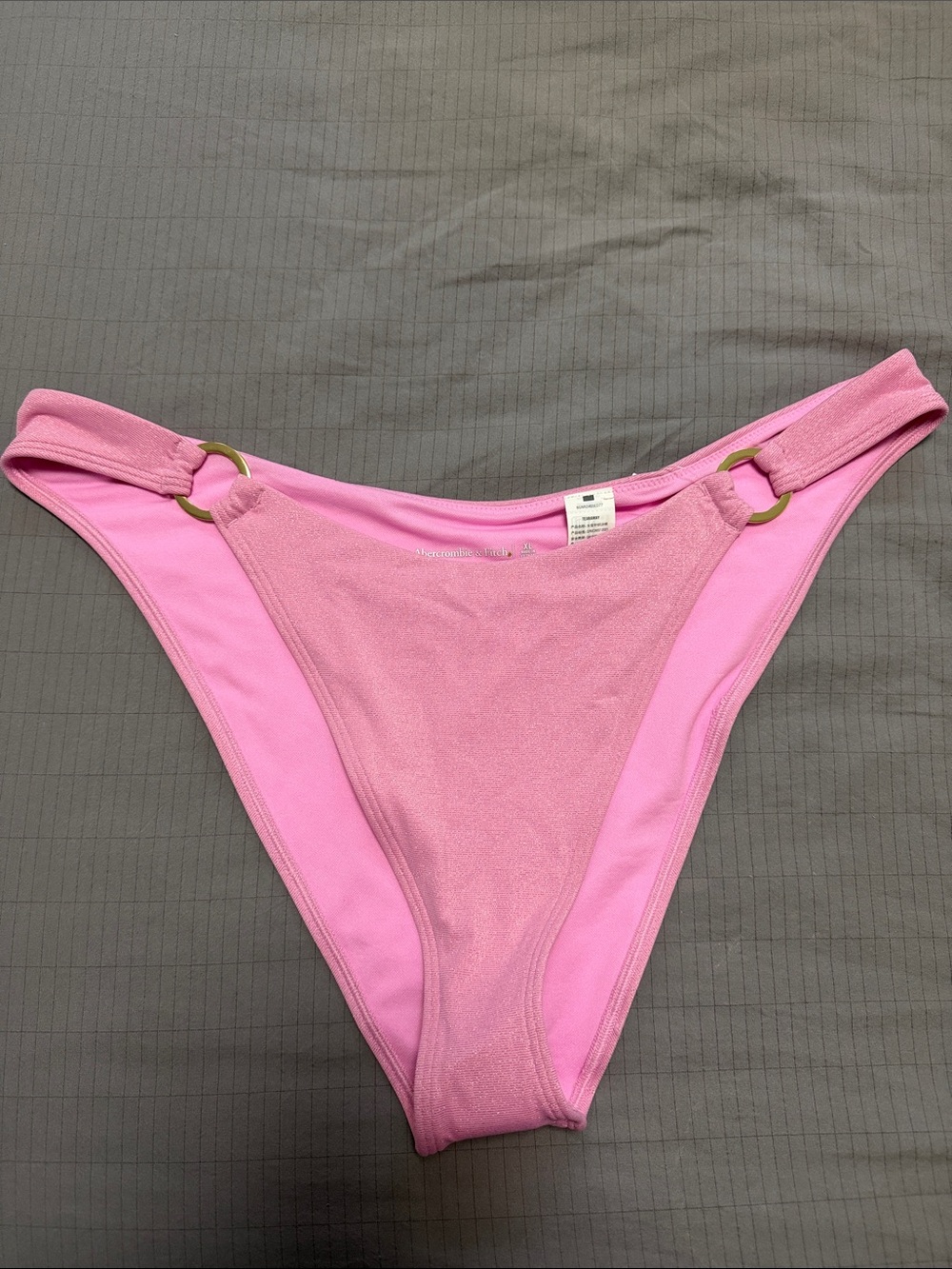 Abercrombie & Fitch Pink High-Cut Bikini Bottom with Gold Ring Detail XL NEW